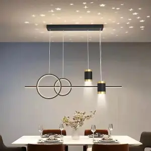 Black and Gold Body Linear LED Chandelier Light Hanging Lamp Modern Pendant Lamp Height Adjustable