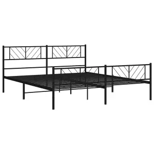 Berkfield Metal Bed Frame with Headboard and Footboard Black 193x203 cm