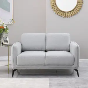 Oslo Modern Scandi Style Fabric Living Room 2 Seater Sofa (Light Grey)