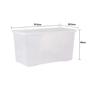 Wham Crystal 3x 110L Plastic Storage Boxes with Lids. Clear, Extra Large, Strong  Made in the UK Clear