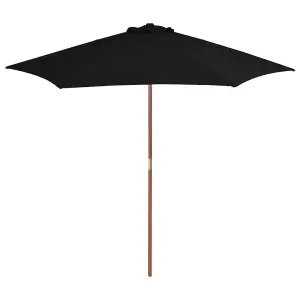 Berkfield Outdoor Parasol with Wooden Pole Black 270 cm