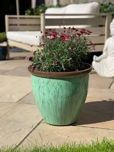 48cm Running Glaze Planter - Green