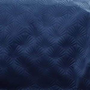 Catherine Lansfield Art Deco Pearl Quilted 220x230cm Quilted Bedspread Navy Blue