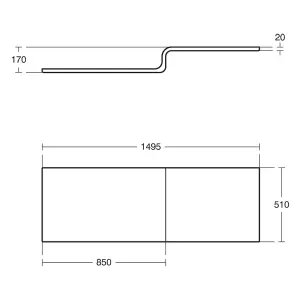 Ideal Standard Concept Space White Rectangular Front Bath panel (H)51cm (W)151cm