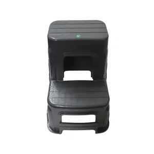 Plastic Double Step Stool Tall 150KG (Grey Lightweight Motorhome Stackable Detailing)