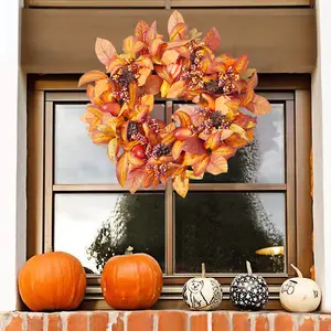 50cm Dia Round Wreath Halloween Maple Leaf Berry Wreath Artificial Wreath