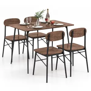 Costway 5 Piece Dining Table Set Rectangular Table & 4 Chairs Kitchen Wooden Furniture