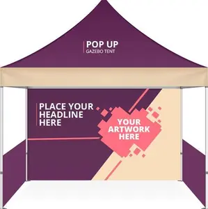 Custom Pop Up Gazebo Tent With Logo - Gazebos For Commercial/Beach Party/Outdoor Events, Trade Show