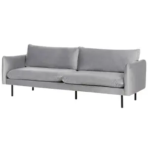 Velvet Living Room Set with Ottoman Grey VINTERBRO