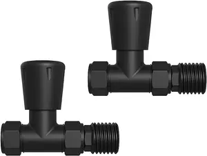 Rinse Bathrooms Straight Towel Radiator Valves Round 15mm for Towel Rail Radiator Black