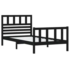 Berkfield Bed Frame Black Solid Wood 90x200 cm