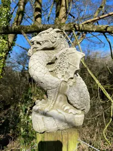 Scaly Dragon Stone Statue Outdoor Garden Ornament British Made Celtic Sculpture