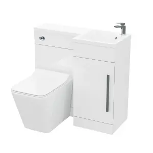 Nes Home Raven Right Hand 900mm Vanity Basin Unit, WC Unit & Elora Back to Wall Toilet White