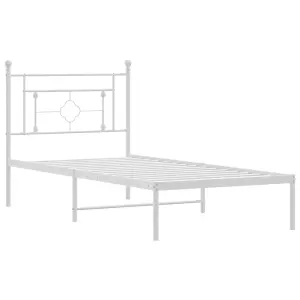 Berkfield Metal Bed Frame without Mattress with Headboard White 90x200cm