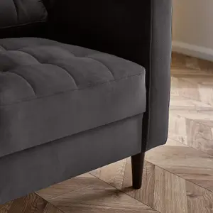 Furniturebox UK Jolene Dark Grey Velvet Armchair