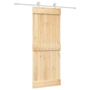 Berkfield Sliding Door with Hardware Set 80x210 cm Solid Wood Pine