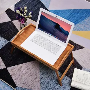 Bamboo Wood Serving Tray Table