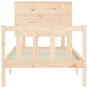 Berkfield Bed Frame with Headboard Small Single Solid Wood