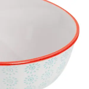 Nicola Spring - Hand-Printed Cereal Bowl - 16cm - Turquoise