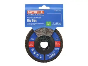 Faithfull  Aluminium Oxide Flap Disc 115 x 22mm 120 Grit FAIFD115A120