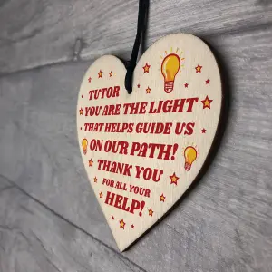 Handmade Thank You Tutor Gift Heart Hanging Sign Teacher Gifts Friendship Gift