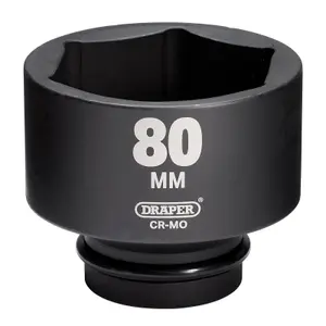 Draper Draper HI-TORQ Impact Socket, 1" Square Drive, 80mm - 08505 - 6-Point CR-MO Steel  08505