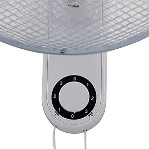 MYLEK 16" Wall Fan White - Oscillating Design with 3 Speed Settings - Pull Cord Operation - Adjustable Angle - For Homes & Offices