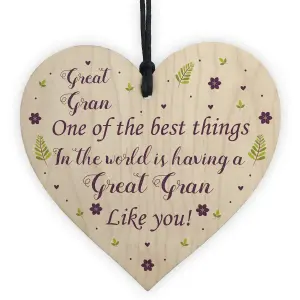 Great Gran Gift For Birthday Christmas Wooden Heart Grandparent Gifts Handmade Keepsake