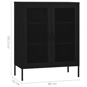 Berkfield Storage Cabinet Black 80x35x101.5 cm Steel