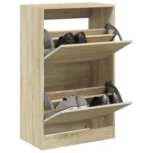 Berkfield Shoe Cabinet Sonoma Oak 60x34x96.5 cm Engineered Wood