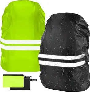 Flintronic Backpack Waterproof Cover, 2 Pack Reflective Rucksack Cover, High Visibility Backpack Cover For Cycling, Running & Hiking (S/M/L)