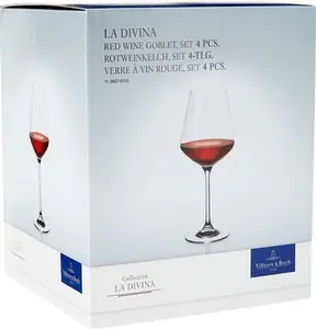 Villeroy & Boch – La Divina Red Wine Glass Set 4 Pieces, Dishwasher Safe, Large Wine Glasses, Red Wine Gobelet, Crystal Glass