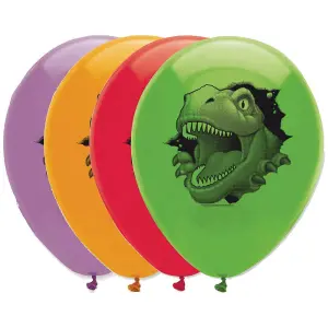 Creative Party Blast Latex Dinosaur Balloons (Pack of 6) Multicoloured (One Size)