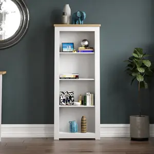 Vida Designs Arlington White 4 Tier Bookcase Freestanding Shelving Unit (H)1400mm (W)600mm (D)240mm