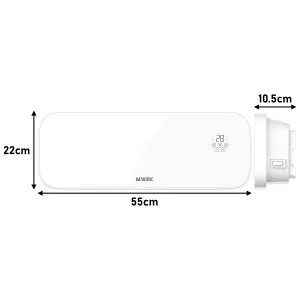 MYLEK Glass White Overdoor Air Curtain Heater Fan 2000W, Smart WIFI App Or Remote Control