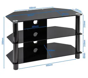 Essentials TV-Stand with 3 Shelves Black Glass ESS800/3-BLK