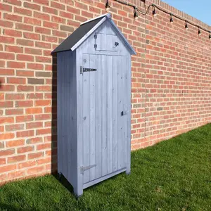 Outdoor Bideford Garden Wooden Storage Cabinet Tool Shed - Blue