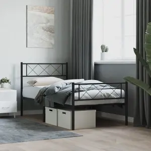 Berkfield Metal Bed Frame with Headboard and Footboard Black 100x200 cm