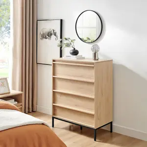 Furniturebox UK Svit Oak Effect Wooden Chest of 4 Drawers