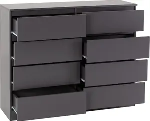 Malvern 8 Drawer Chest Grey Recessed Handles Metal Runners