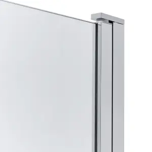 GoodHome Nubia Straight 1 panel Clear glass Silver effect frame Bath screen, (W) 950mm (H) 1500mm