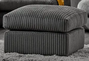 Luxe U-Shaped Sofa Full Back Removable Footstool Grey