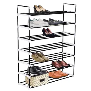 Berkfield Shoe Rack with 7 Shelves Metal and Plastic Black