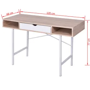 Berkfield Desk with 1 Drawer Oak and White