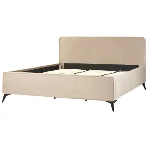 Velvet EU Super King Size Bed Taupe VALOGNES