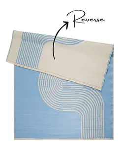 THE RUGS Urban Collection Reversible Waterproof Plain Outdoor Rug  Urban 1010 Blue&Beige