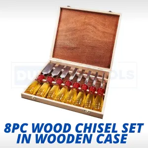 8pc Wood Chisel Set Hardened Blade Storage Case High Quality DIY Tool Set Polish