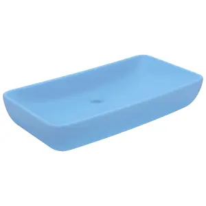 Berkfield Luxury Basin Rectangular Matt Light Blue 71x38 cm Ceramic