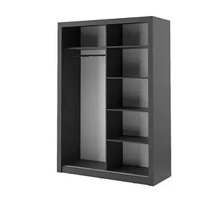 Lux IV Sliding Door Mirrored Wardrobe (H2150mm W1500mm D600mm) - Black Matt