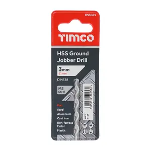 Timco - Ground Jobber Drills - HSS M2 (Size 3.0mm - 1 Each)